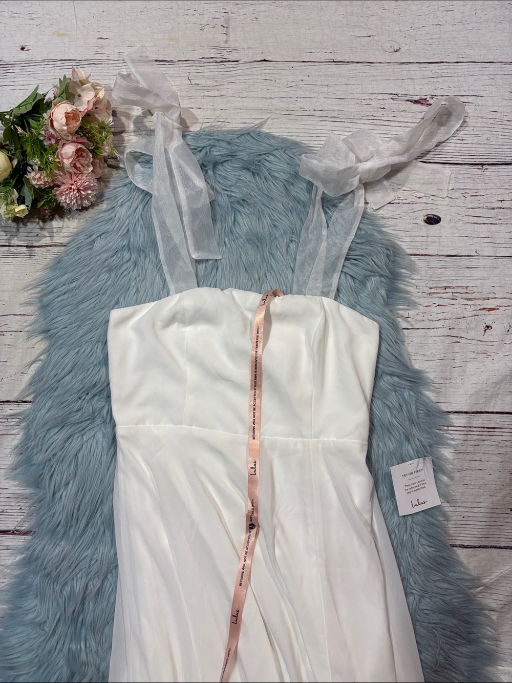 NWT Lulus Radiant Romance White Tie-Strap Maxi Dress - Picture 6 of 9
